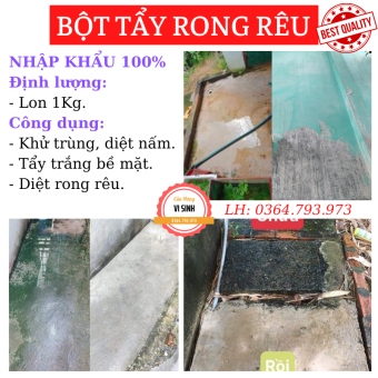 Bột Tẩy Rong Rêu, Sân Xi Măng, Bờ Tường-Túi 1Kg