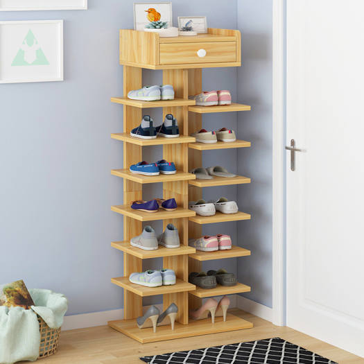 Kệ giày gỗ 6 tầng - Kệ để giày dép gỗ- Có ngăn tủ phụ - Giá để giày, Kệ Giày, Kệ giầy dép - Tủ giày gỗ 6 tầng mẫu mới