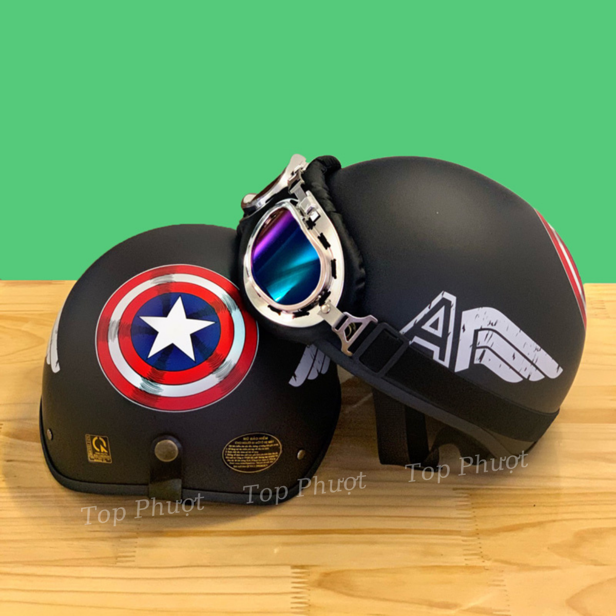 Mũ Bảo Hiểm Xe Máy Nửa Đầu 1/2 Captain - Hàng Việt Nam Sản Xuất, Đạt Chuẩn Chất Lượng