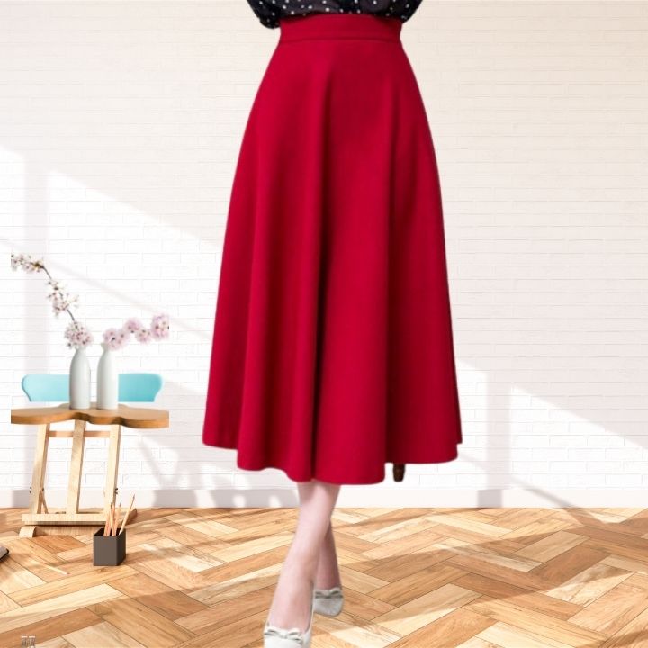 Chân váy xòe màu đỏ sang trọng vannhshop cv0076
