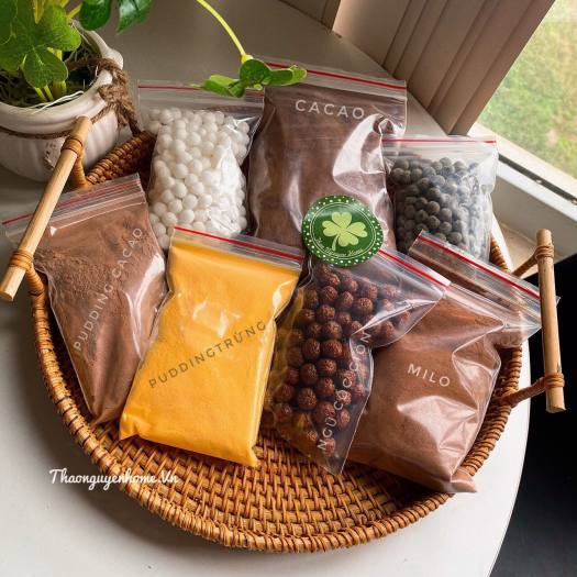 💖 Set Milo Dầm Trân Châu Pudding + Công Thức Dễ Làm Thành Công 100%, Set Milo Cacao Dầm Siêu Ngon