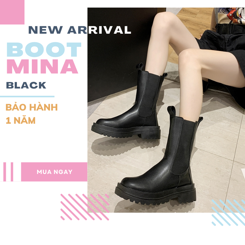 Giày bốt nữ boot nữ cổ cao martin đế dày da mềm ôm chân bootnumina