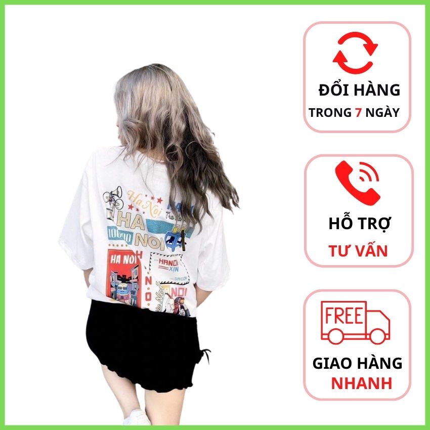 Áo thun unisex phom thụng tay lỡ hà nội 36 phố phường chất cotton su