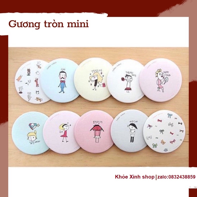 Gương tròn mini hàn quốc bỏ túi - gương soi cầm tay