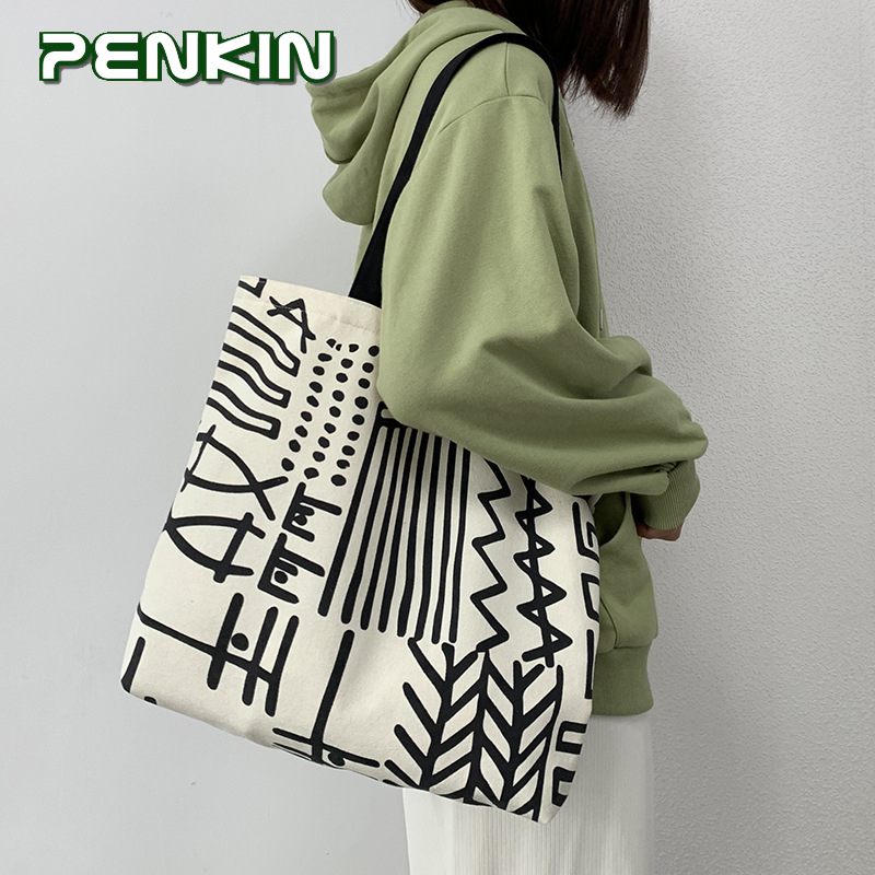 Penkin Túi Tote Vải Bố Sức Chứa Lớn Túi Đi Biển Du Lịch Túi Sách Vải