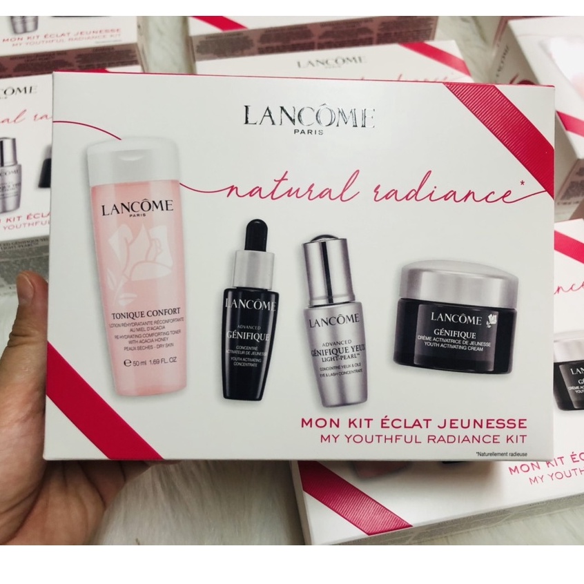 Auth 1000%] lancôme set dưỡng da lancome paris natural and radiance genifique starter kit