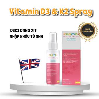 Vitamin D3K2 Zeambi dạng xịt nhập khẩu Anh Quốc cho Trẻ sơ sinh & trẻ nhỏ chống còi xương, Tăng cường miễn dịch