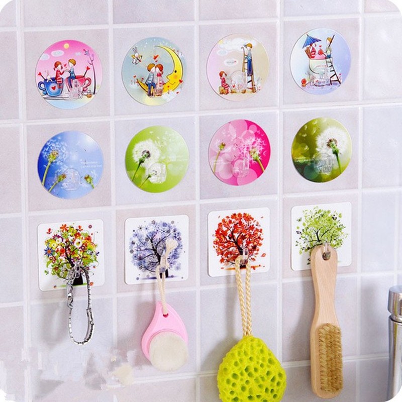 Set 5 móc dán tường siêu dính in hình 3d độc đáo