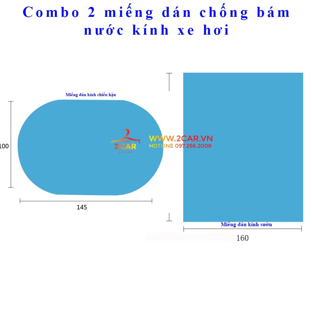 Bộ 4 miếng dán chống bám nước gương xe, cửa kính xe ô tô, Miếng Oval + Vuông