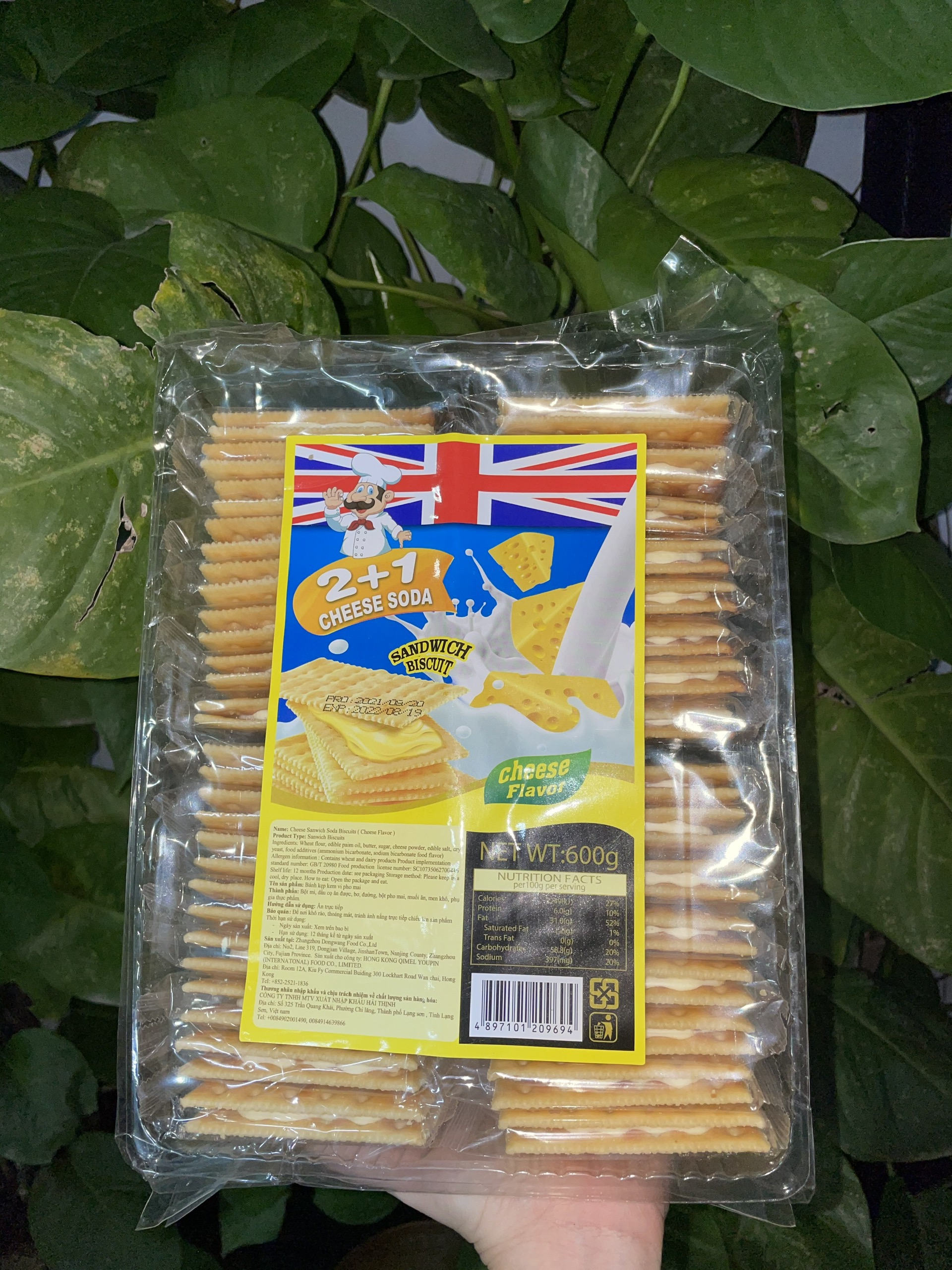 Bánh quy hong kong kẹp kem vị phô mai 2+1 cheese soda