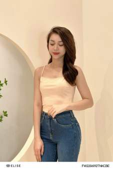 Áo 2 dây cotton be thiết kế Elise FW2206192TNKCBE