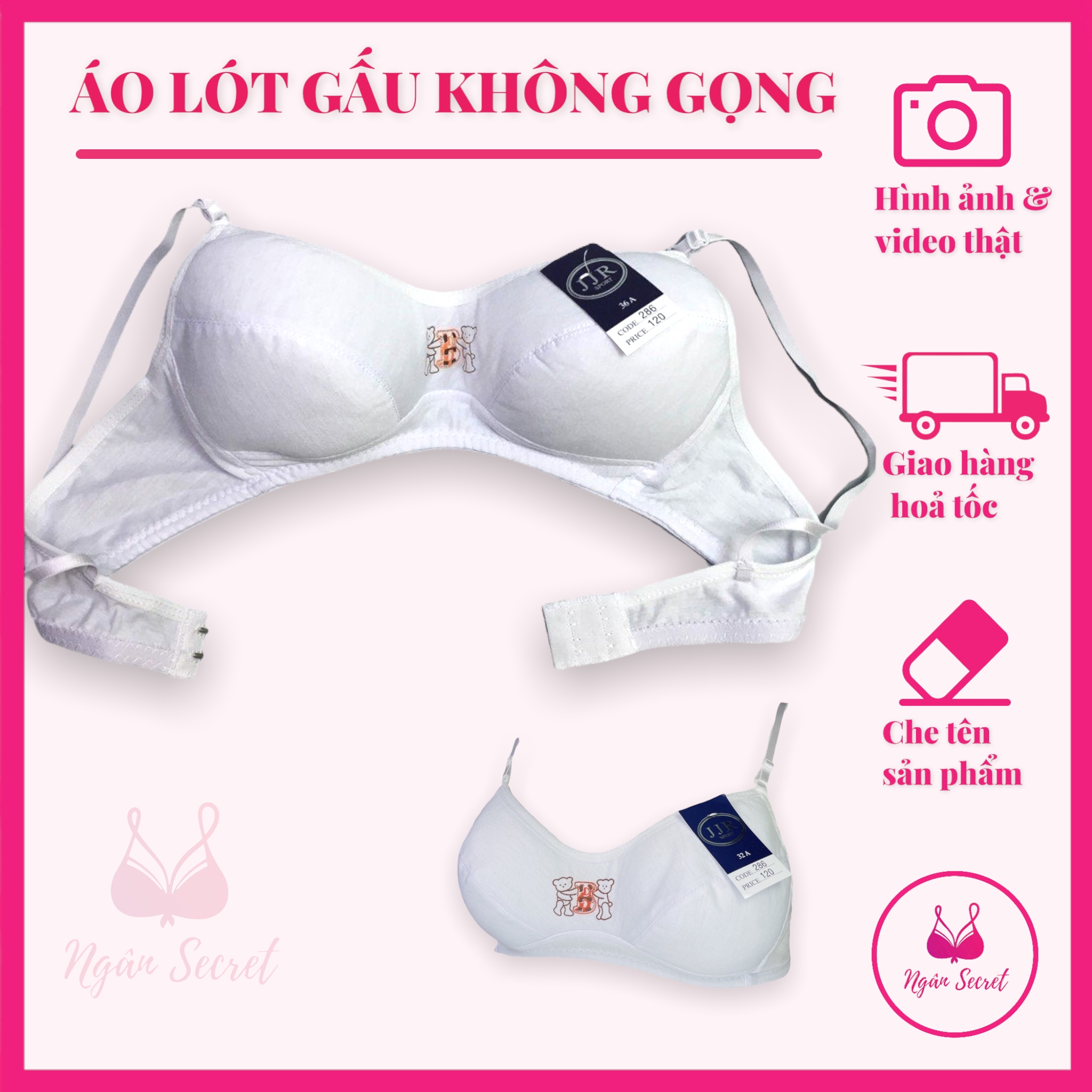 Áo ngực con gấu, không gọng, mút