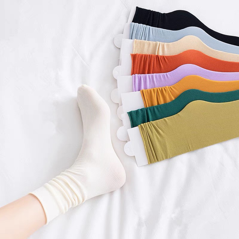 [25-29/5 Voucher 10%] Tất Vớ cổ cao nữ trơn nhiều màu loại mỏng phong cách vintage nhật bản 1 đôi T04 JOLY