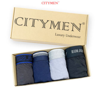 Hộp 4 Quần Lót Nam boxer vải cotton hiệu CITYMEN nhiều lưng co giãn 4 chiều, đồ lót - CTLZ-MULTIBC