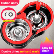 360° Dual Drive Rotary Mop with Stainless Steel Dehydration Basket