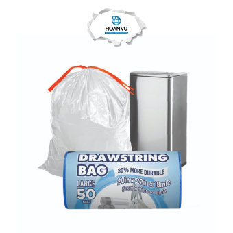 TP Plastic - Cuộn 50 Túi Đựng Rác Có Dây Rút, Nhựa Có Độ Bền Siêu Cao, Mỏng Nhẹ, Không Rò Rỉ Nước