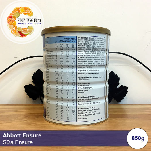 ABBOTT ENSURE VANILLA (NEW TASTE) 850g NET - Sữa bột Ensure hương vị Vani của Úc (mẫu mới) 850g