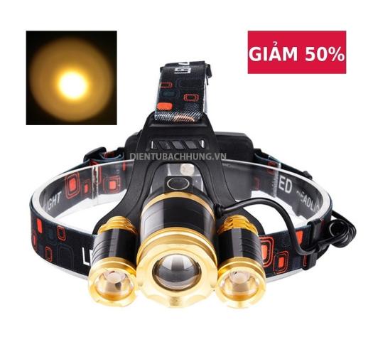 Đèn Pin Đội Đầu Sạc Điện Máy Xanh - (Đèn Tốt )Đèn Pin Đội Đầu Siêu Sáng - Đèn Pin Led Siêu Sáng Đội Đầu 3 Bóng (Đen) Nhiều Chế Độ Tặng Kèm Pin Và Sạc