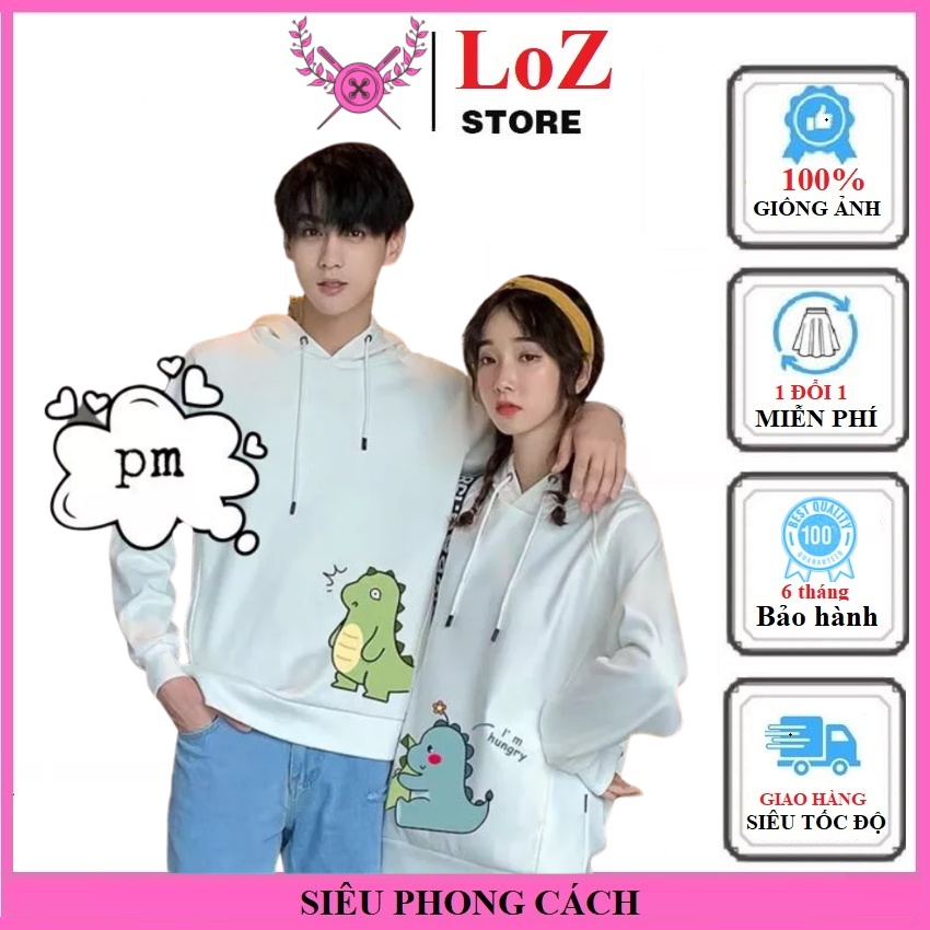 Siêu đẹp luôn- áo đôi nỉ khủng long cực đẹp. áo đôi nam nữ, áo cặp nam nữ