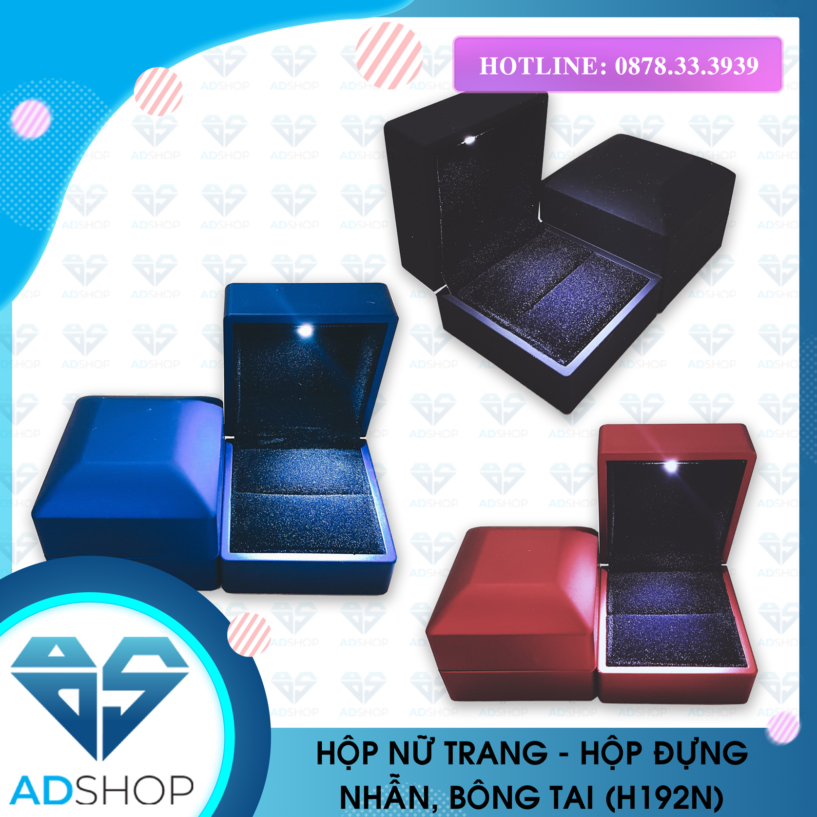 [HCM]HỘP (Jewelry box) HỘP ĐỰNG NHẪN CƯỚIHỘP TRANG SỨC NỮ CÓ ĐÈN LED CAO CẤP