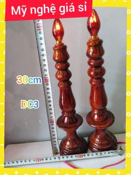 Cặp đèn thờ điện gỗ tràm.(dclon) đồ thờ cúng.đen phong thủy