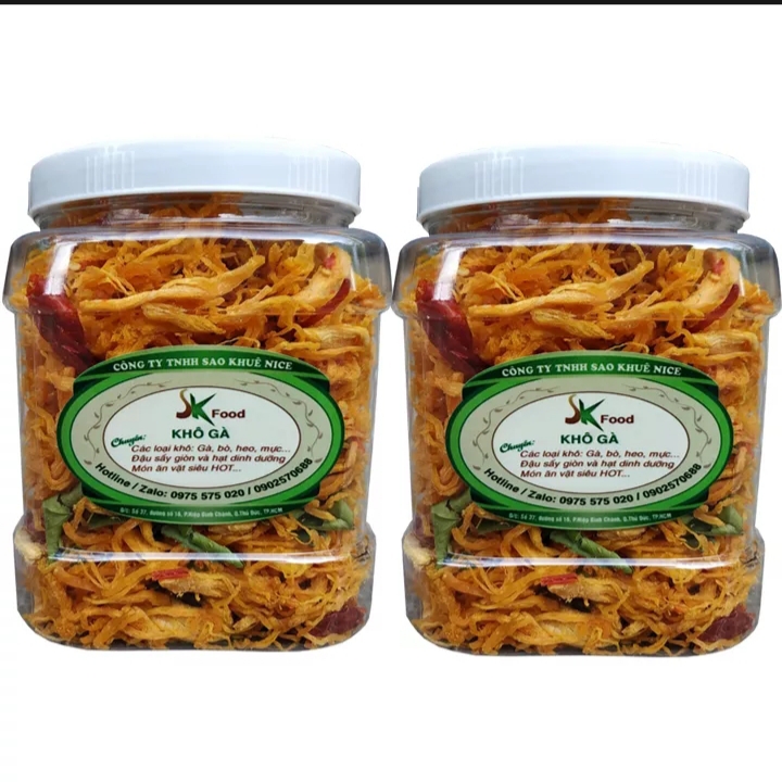Combo 2 hũ khô gà lá chanh siêu rẻ siêu ngon 1kg hiệu vina foodd
