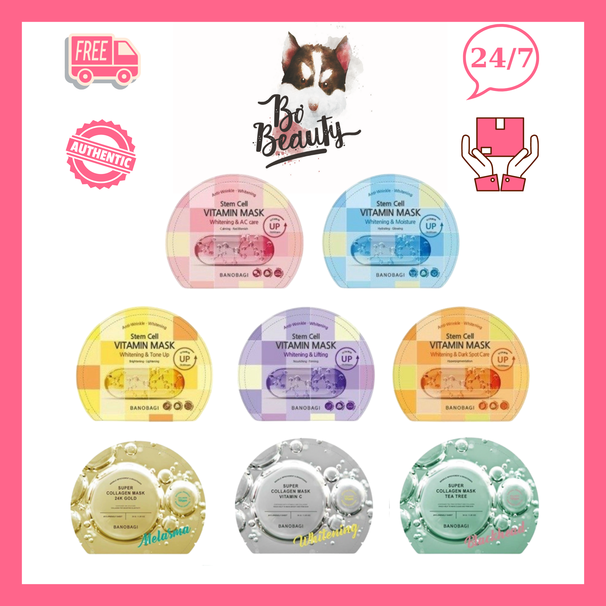 [XÃ KHO-FREESHIP]Mặt Nạ Giấy Bổ Sung Vitamin Thần Thánh Victa Genic BANOBAGI 30ml Cấp Ẩm Phục Hồi Trắng Da Căng Bóng Chống Lão Hóa Nâng Cơ Săn Chắc Da Thư Giãn