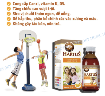 Hartus - Canxi nhập khẩu Châu Âu - Bổ sung Canxi, vitamin K+D3 - Phát triển chiều cao vượt trội