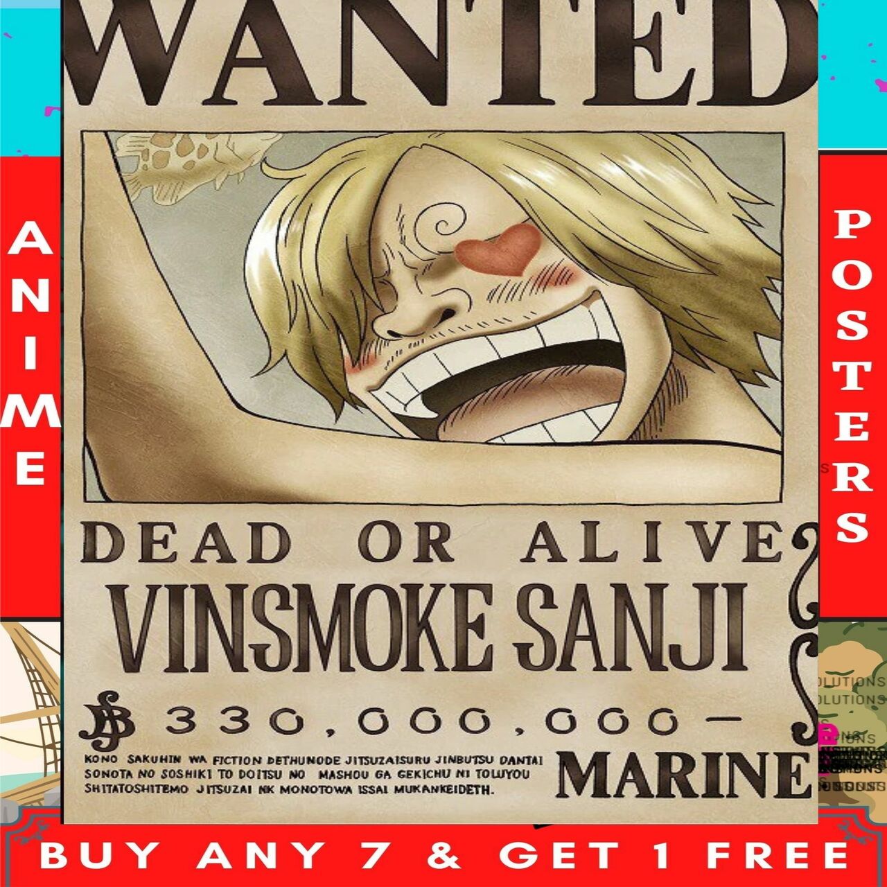 One piece anime post wano arc wanted posters (400 GSM) Straw hat– SoulAbiti