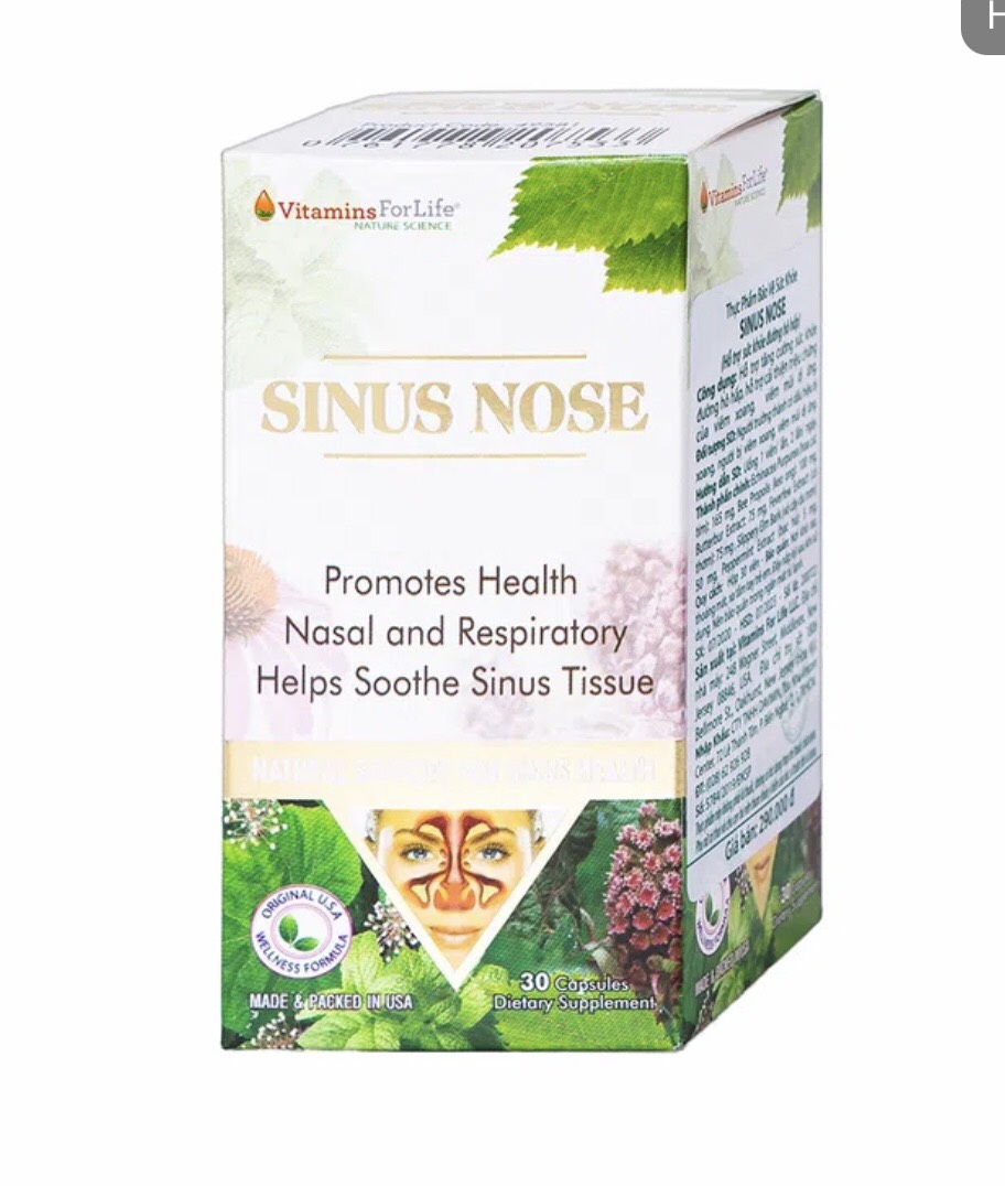 Sinus nose vitamins for life chai 30 viên hỗ trợ xoang mũi hiệu quả, dị ứng mũi.