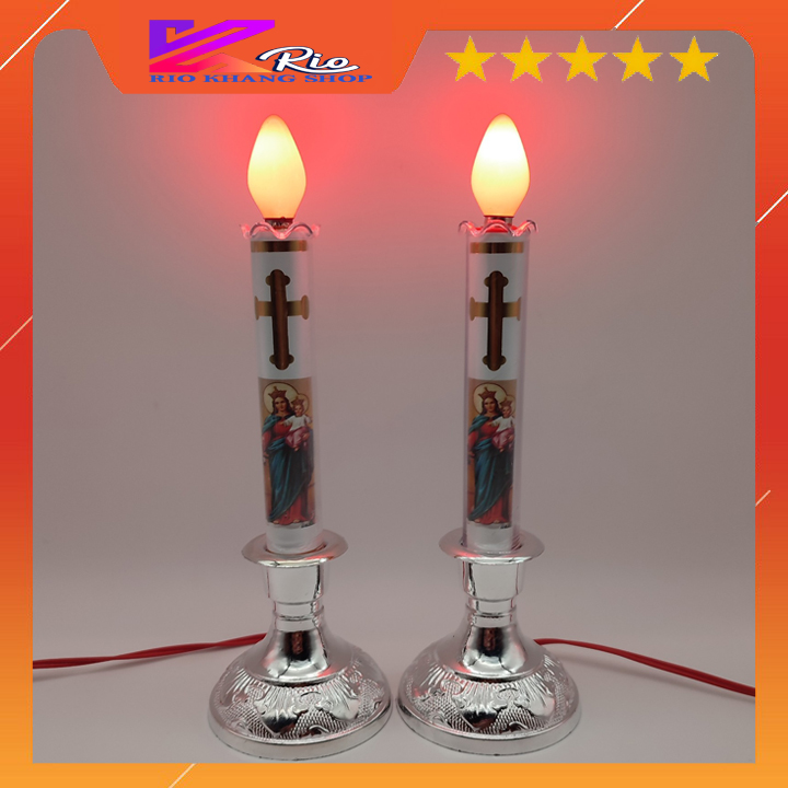 [GIÁ 2 CÂY ĐÈN] Bộ 2 đèn nến để bàn thờ Thiên Chúa nhiều kích thước, đèn cấy nến Công Giáo, đèn cầy Thiên Chúa NEN-055TT