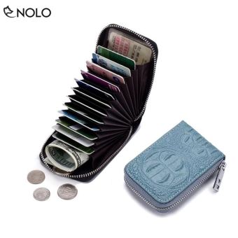 Bóp Ví Đựng Thẻ ATM, Tiền Xu, Tiền Giấy Họa Tiết Da Cá Sấu Chất Liệu Da Pu Gồm 12 Ngăn Đựng Thẻ Và 2 Ngăn Lớn Đựng Tiền.