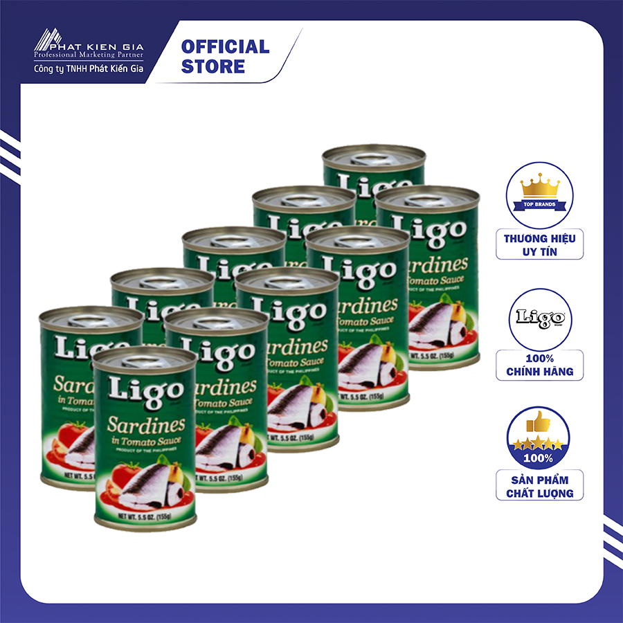 Combo 10 hộp cá mòi sốt cà ligo 155g