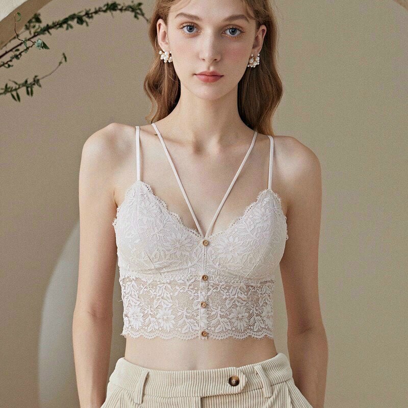 Áo Bra Ren Đính Cúc BRA08 Cao Cấp 2 Dây Nữ Đẹp Sexy