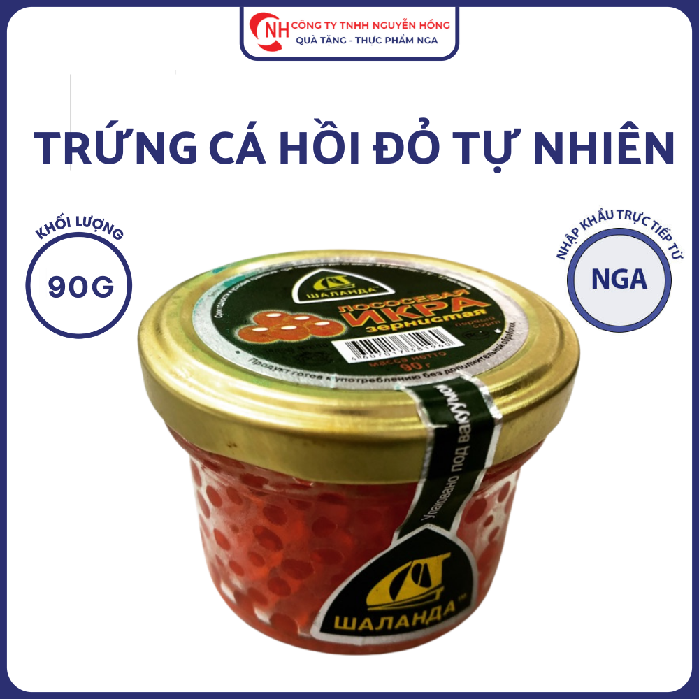 [Giao HN, HCM] Trứng cá Hồi đỏ tự nhiên nhập khẩu Nga hộp 90gram - Thực phẩm giàu Omega 3, giúp tăng cường thị lực, tốt cho sức khỏe mọi lứa tuổi - Nguyễn Hồng Company