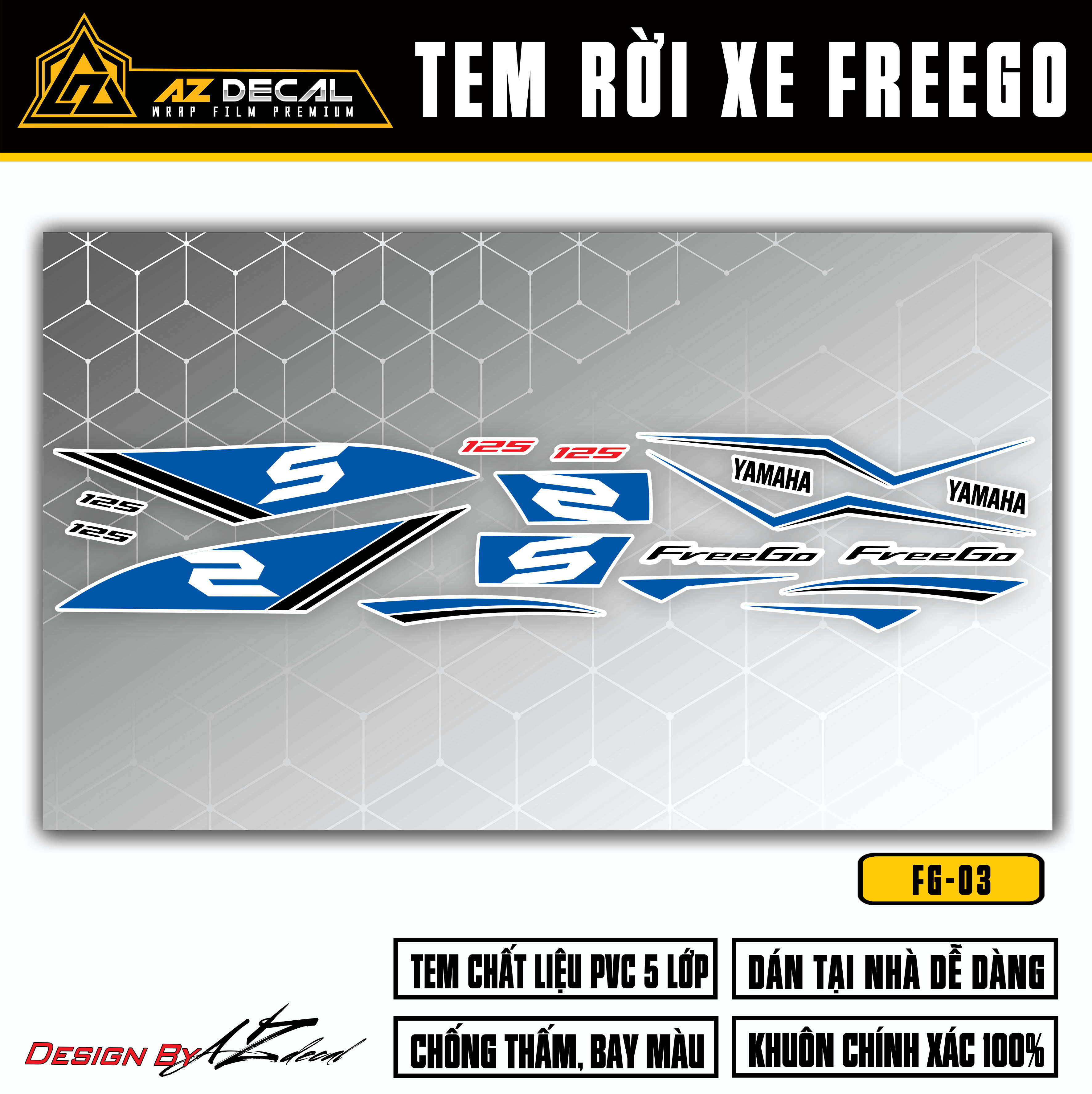 Tem Dán Xe FreeGo 125 S Đẹp Màu Đỏ Đen Xanh | FG-03 | Decal Rời Yamaha FreeGo Chống Nước Dễ Sử Dụng 