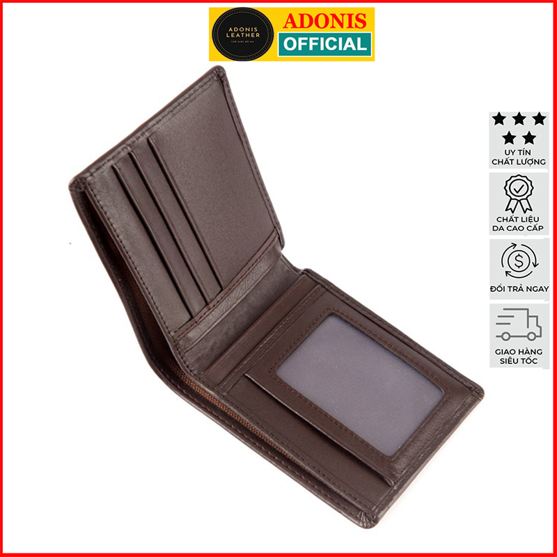ví nam ADO09, bóp nam da bò thật, ví da nam ví ngang nhiều ngăn rộng rãi đựng các loại giấy tờ cũ mới lót da cao cấp, bảo hành 12 tháng - Adonis.Leather