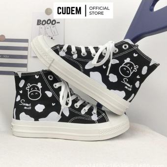 Giày cv cổ cao in hình bò sữa xinh xắn - Cú Đêm Store S25