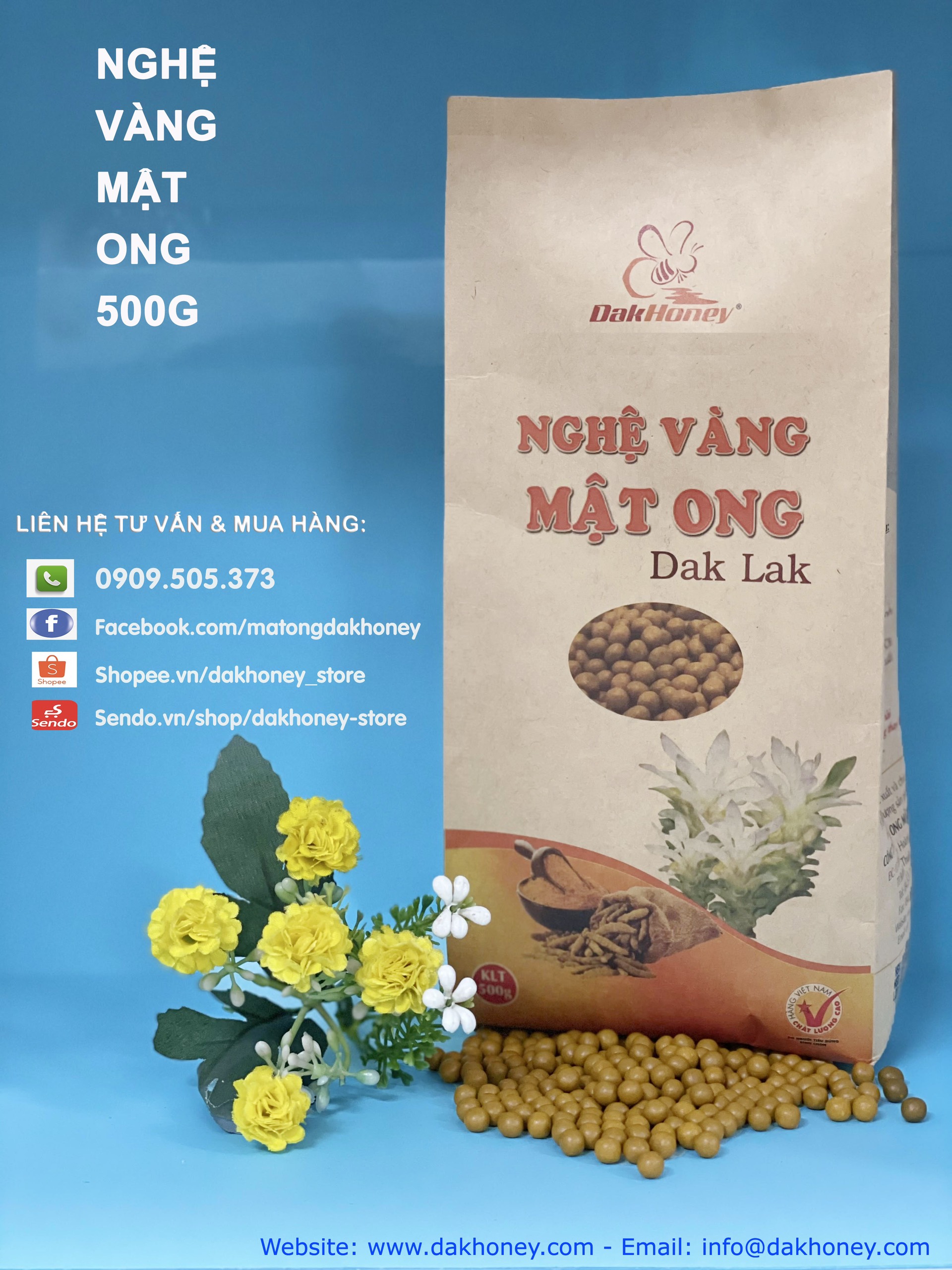 NGHỆ VÀNG MẬT ONG DAKLAK - DAKHONEY 500G