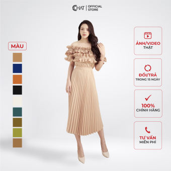 Chân Váy CCHAT Dập Ly Dáng Dài Chất Mango Cao Cấp Phong Cách Trẻ Trung 92CDE2005LT