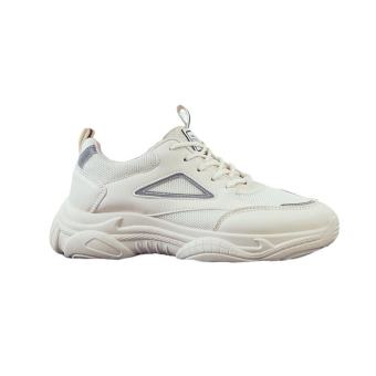 Giày Thể Thao Nữ Big Size Quảng Châu G17- Size 41 42, Màu Trắng, Da Phối Vải Canvas Cao Cấp, Đế Cao Su Đúc 5cm