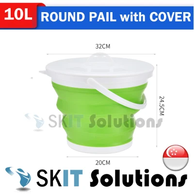 5L 10L 13L 15L Round Waterproof Foldable Pail with Cover or Without Cover, Collapsible Retractable Outdoor Water Pail Bucket Barrel TUB for Car Washing Fishing Toilet Cleaning, Portable Large Plastic Foot Leg Spa Bath Soak, Wash Bin Washtub Picnic Basket (11)