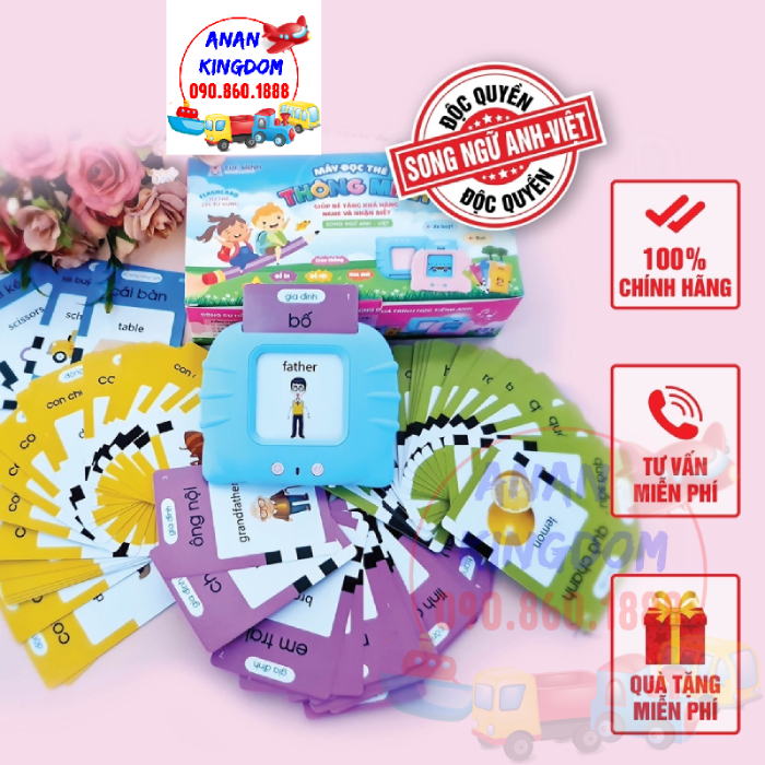 Máy đọc thẻ song ngữ anh việt, máy đọc thẻ tiếng anh flashcard 255 thẻ , 112 thẻ