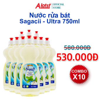 Combo 10 Nước rửa chén bát Sagacii Ultra 750ml made in Spain