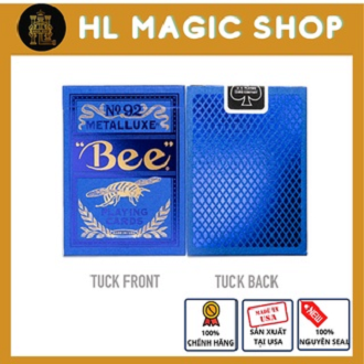 Bộ bài tây, bài ảo thuật Bee Blue MetalLuxe Playing Cards by US Playing Card - Bài Mỹ - Bài Chính hãng