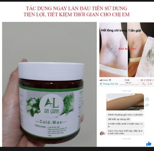 WAX LÔNG AN LÀNH (TẶNG KÈM SẤP GIẤY VÀ 2 QUE) ĐÁNH BẬT TỪ GỐC GIÚP DA MỊN SÁNG