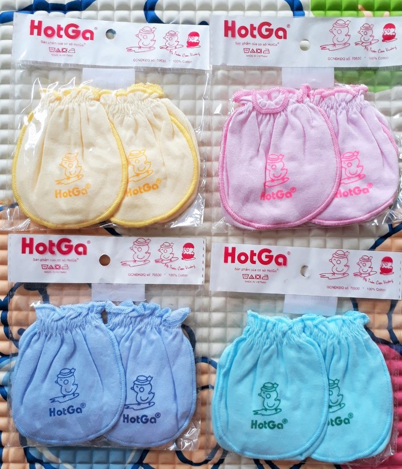 Bao tay bao chân thun màu/ trắng viền hotga