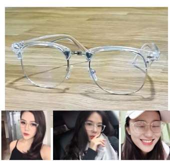 Kính Giả Cận Nửa Gọng Trong Suốt Lõi Kim Loại Màu Bạc