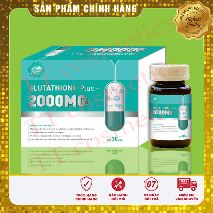Viên uống mờ nám trắng da glutathione 2000mg, viên uống trắng da glu 2000