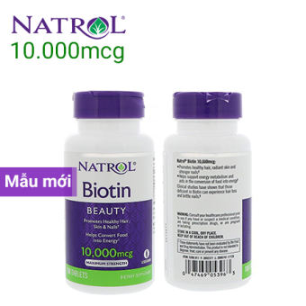 Viên uống mọc tóc Natrol Biotin 10000mcg Maximum Strength chai 100 viên Date 2022
